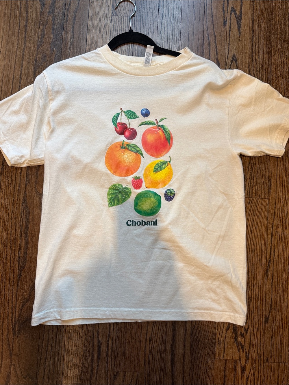 American Apparel Cream Tee with Colorful Fruit Graphic